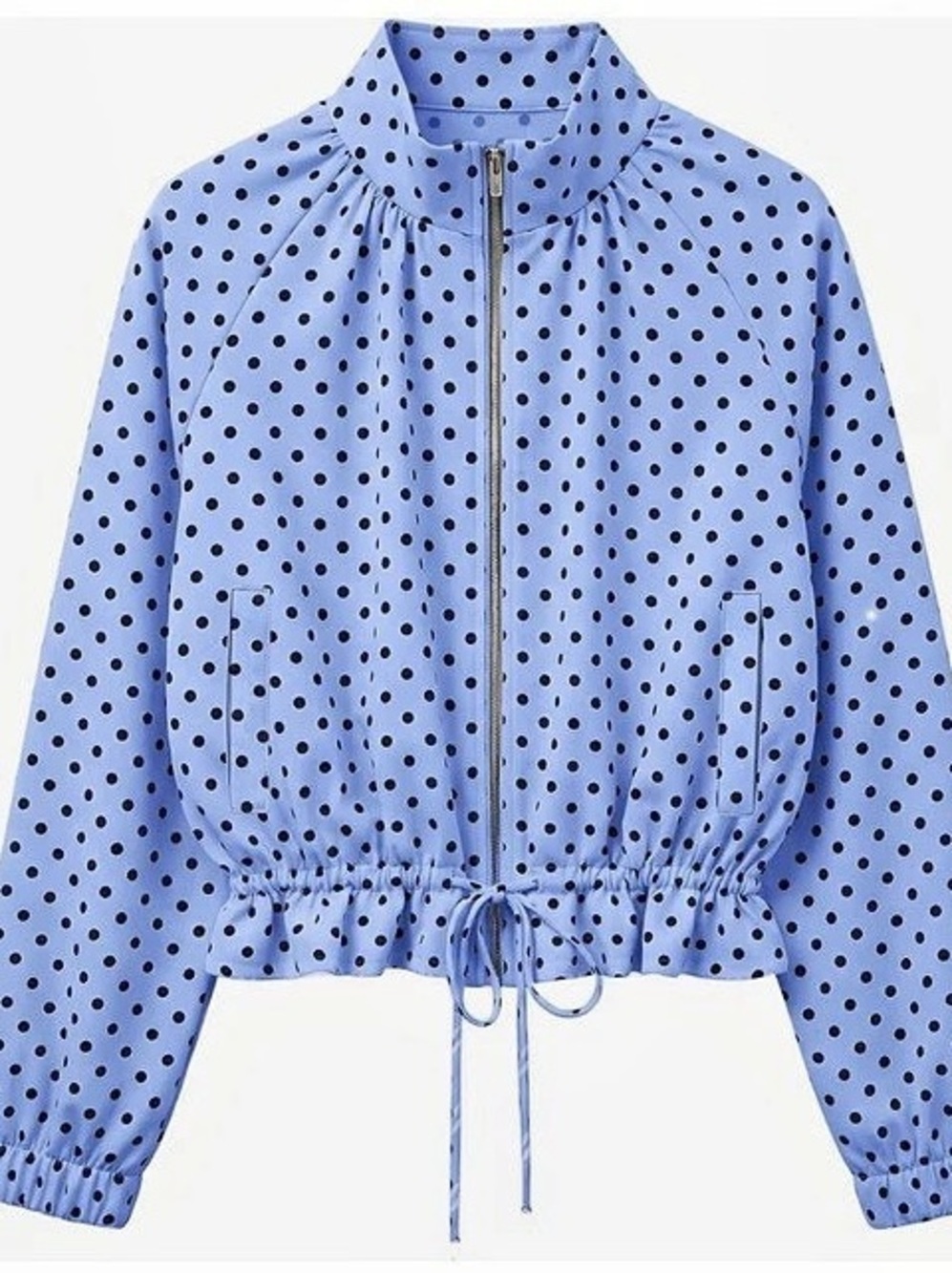 GUNEST Womens Zip Up Cropped Jackets Casual Ruffle Hem Jackets with Pockets
Size
